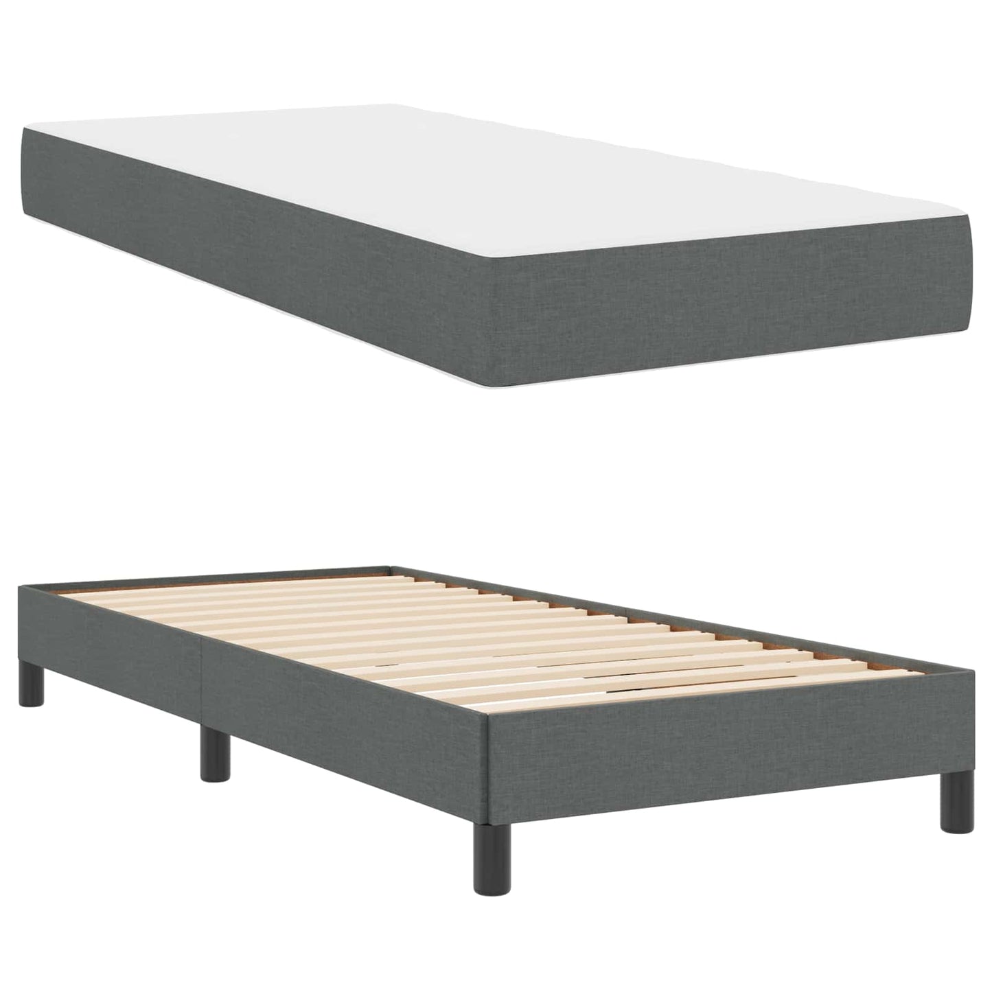 Letto a molle con materasso Grigio scuro 100 x 200 cm Tessuto | homemem39