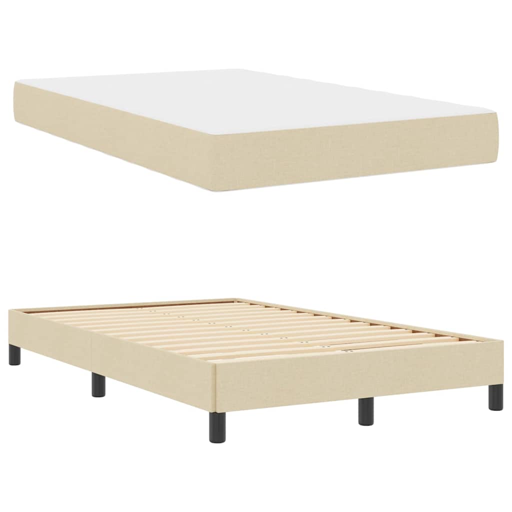 Letto a molle con materasso Crema 120 x 190 cm Tessuto | homemem39