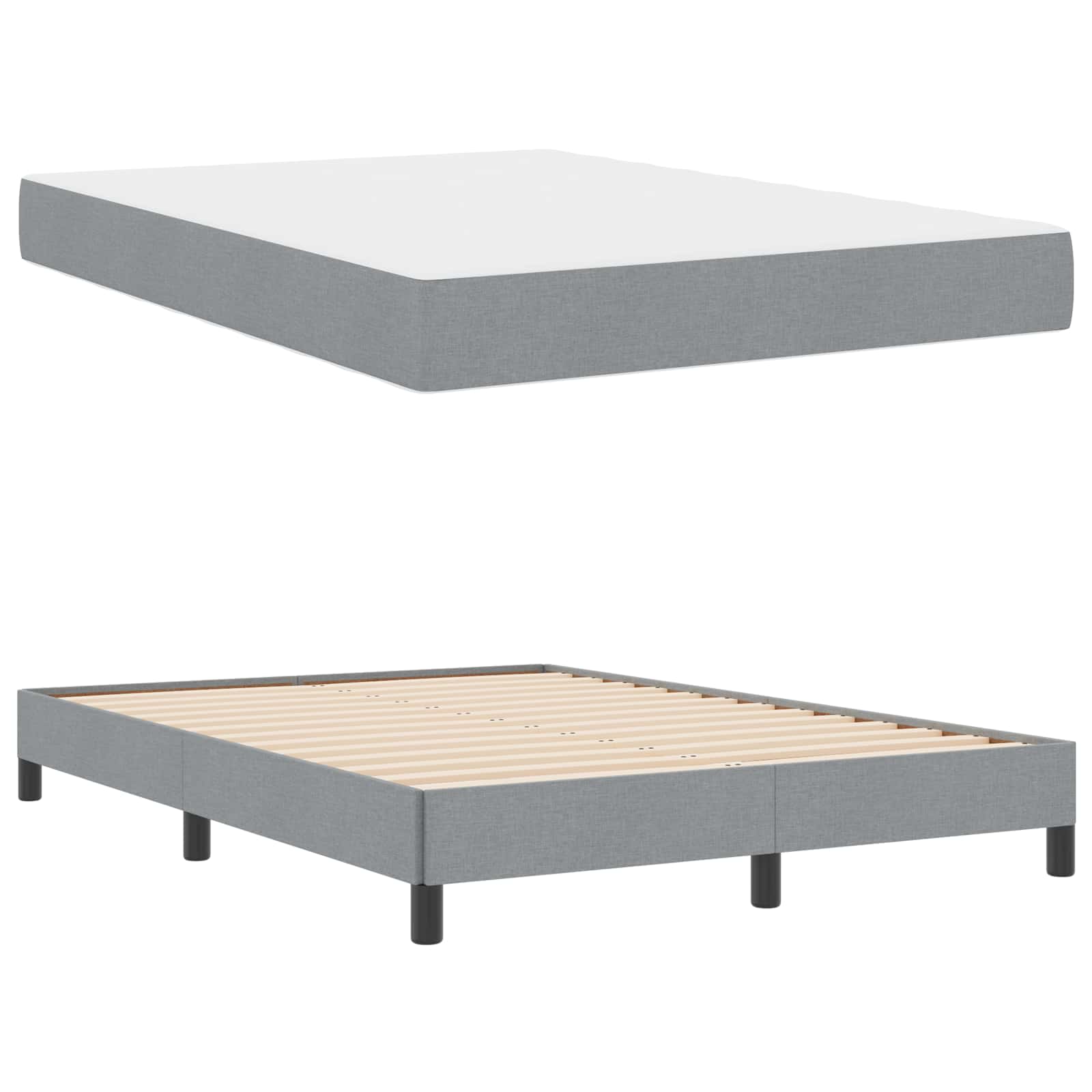 Letto a molle con materasso Grigio chiaro 140 x 190 cm Tessuto | homemem39