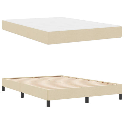 Letto a molle con materasso Crema 140 x 190 cm Tessuto | homemem39