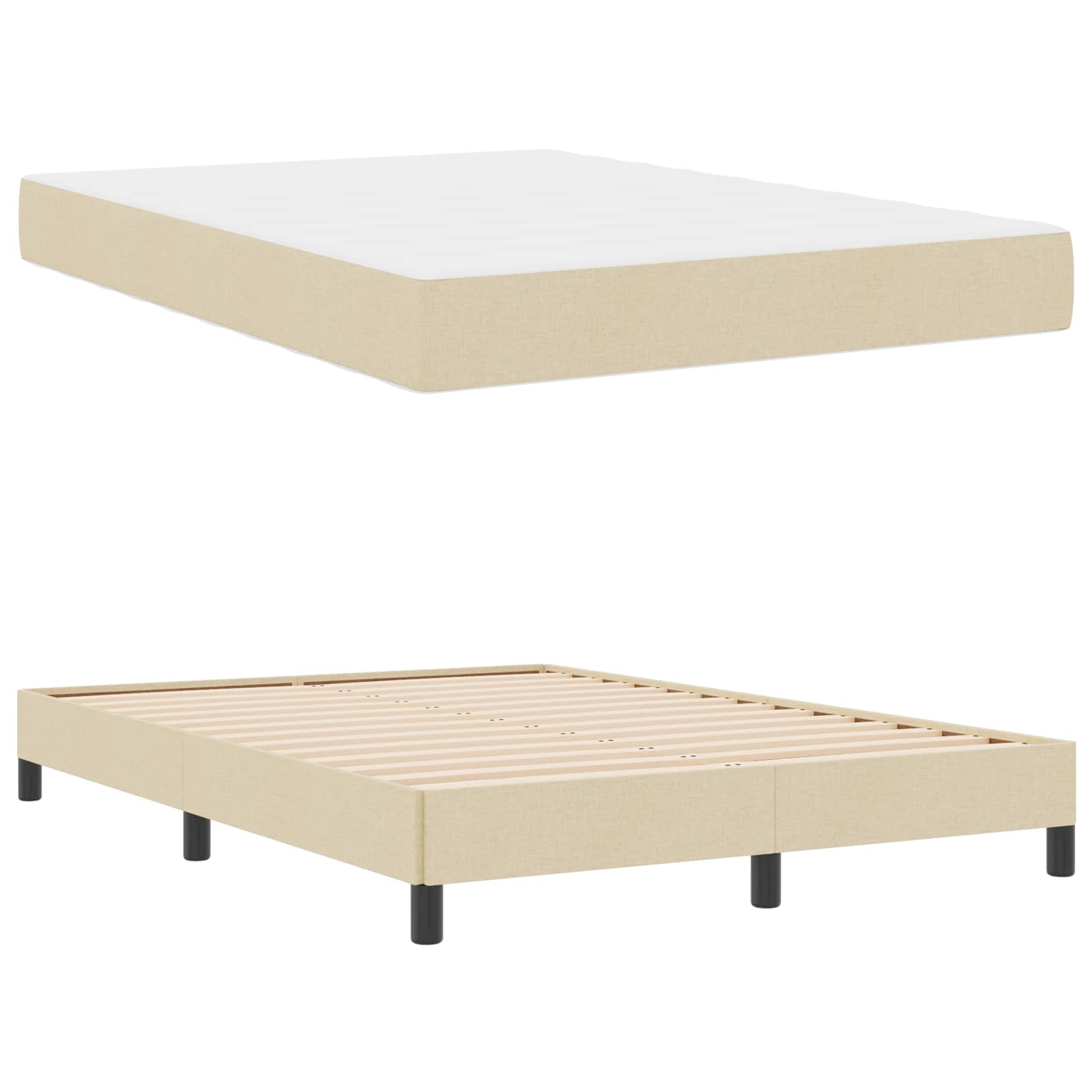 Letto a molle con materasso Crema 160 x 200 cm Tessuto | homemem39