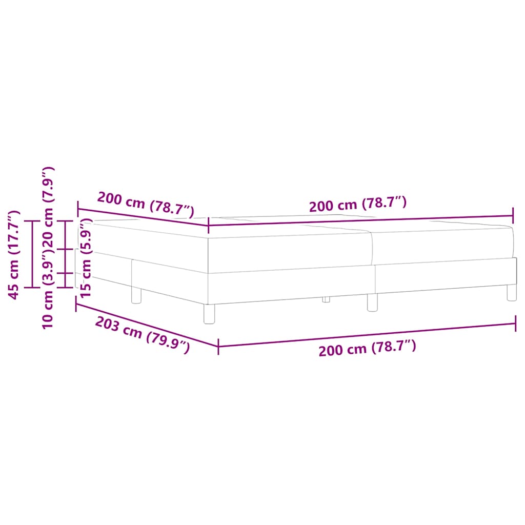 Letto a molle con materasso Grigio chiaro 200 x 200 cm Tessuto | homemem39