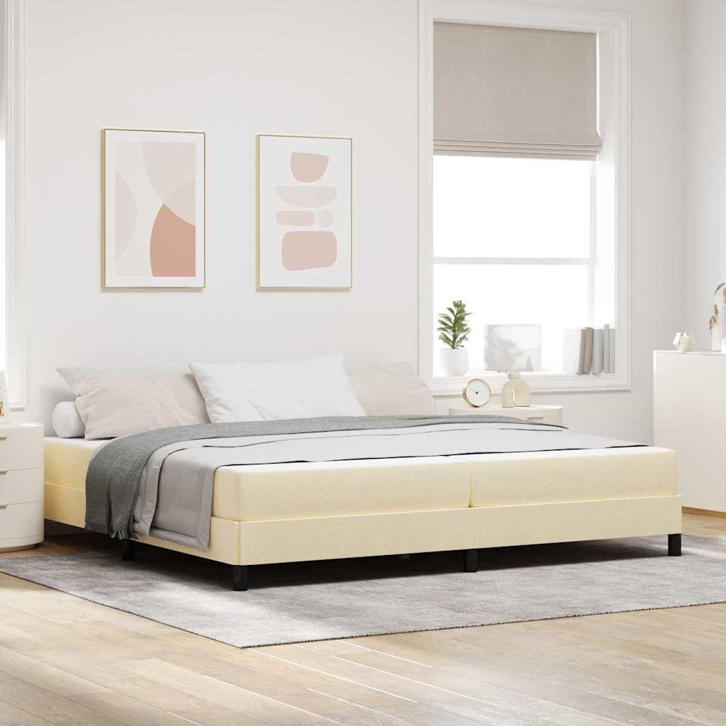 Letto a molle con materasso Crema 200 x 200 cm Tessuto