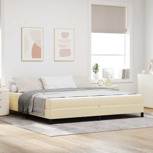Letto a molle con materasso Crema 200 x 200 cm Tessuto