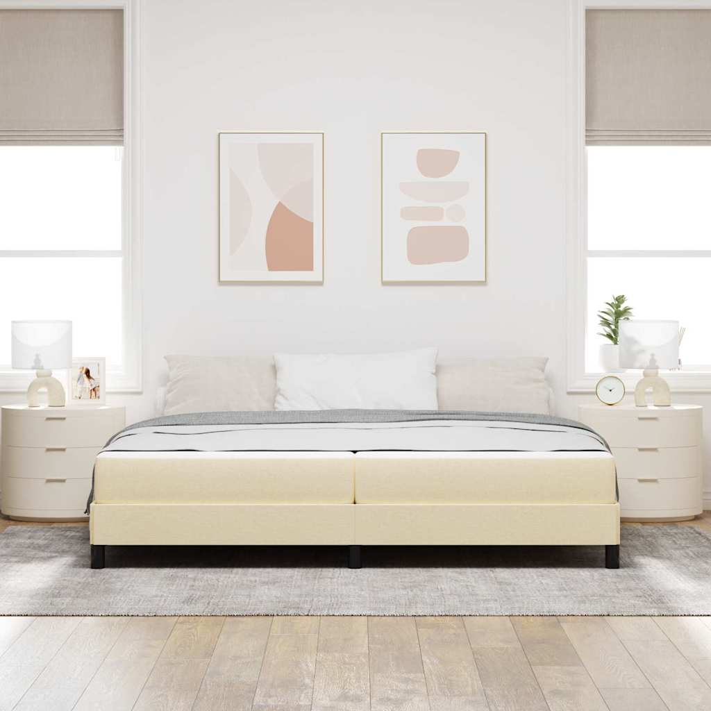 Letto a molle con materasso Crema 200 x 200 cm Tessuto
