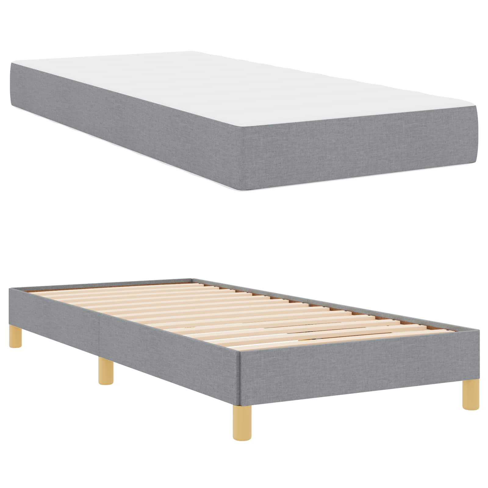 Letto a molle con materasso Grigio chiaro 80 x 200 cm Tessuto | homemem39