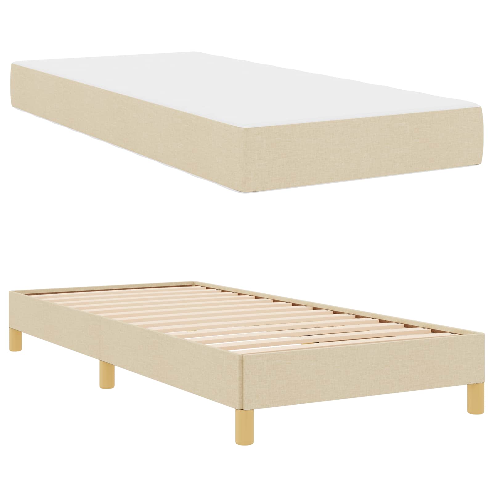 Letto a molle con materasso Crema 80 x 200 cm Tessuto | homemem39