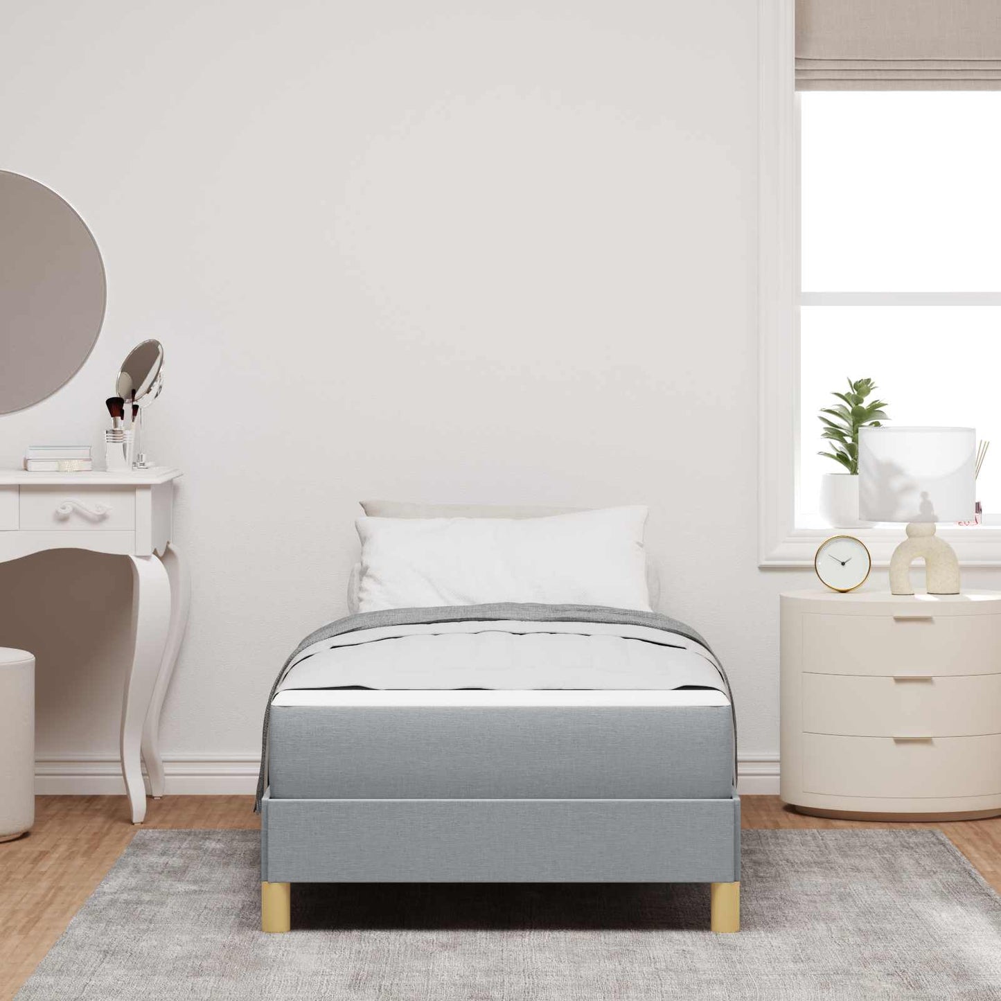 Letto a molle con materasso Grigio chiaro 90 x 190 cm Tessuto | homemem39
