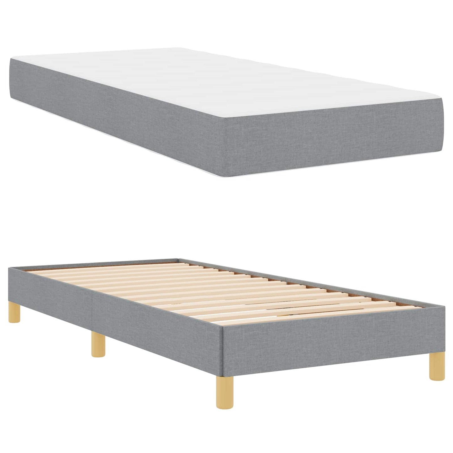Letto a molle con materasso Grigio chiaro 90 x 190 cm Tessuto | homemem39
