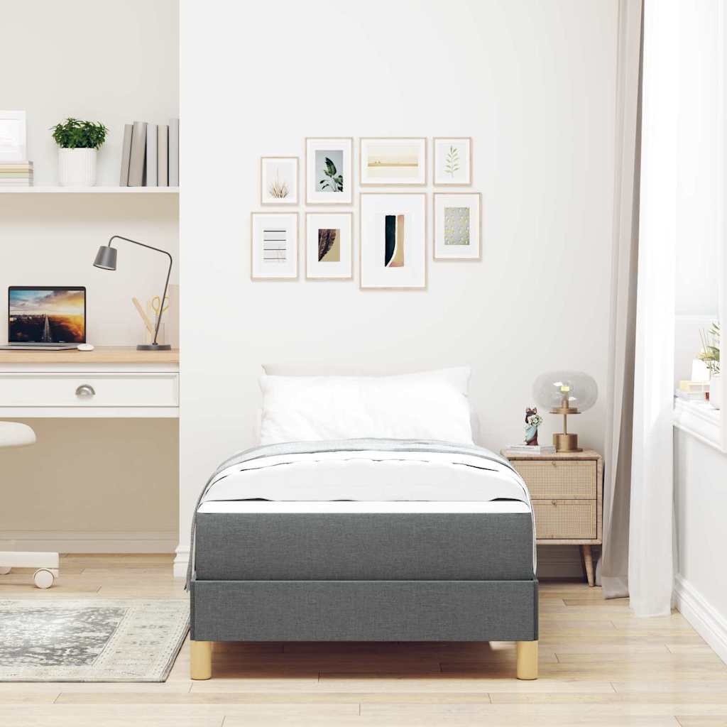 Letto a molle con materasso Grigio scuro 90 x 190 cm Tessuto | homemem39