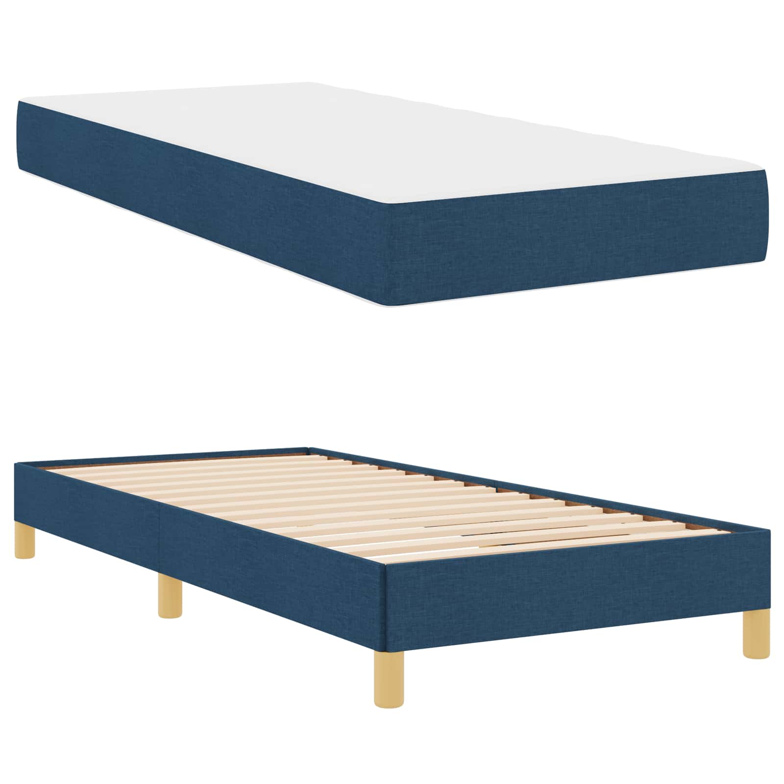 Letto a molle con materasso Blu 90 x 190 cm Tessuto | homemem39