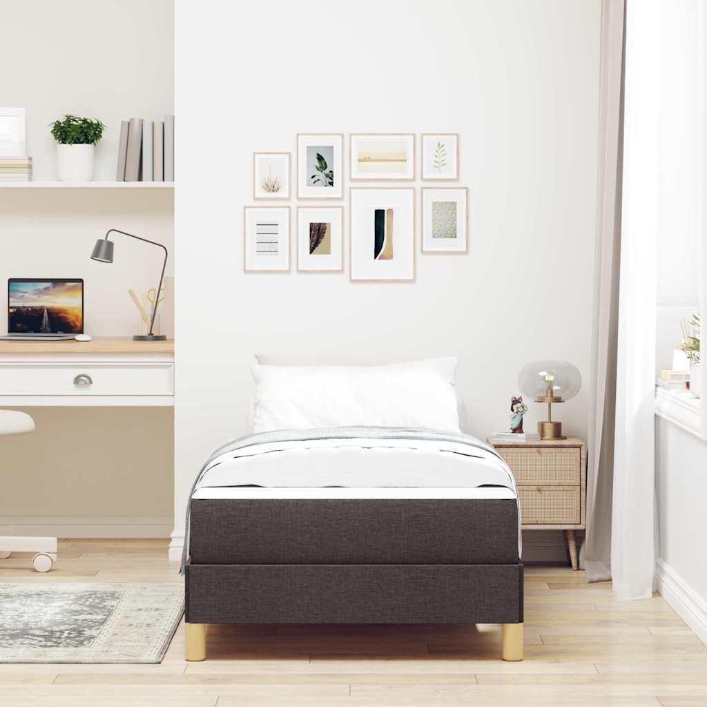 Letto a molle con materasso Marrone Scuro 90 x 200 cm Tessuto | homemem39