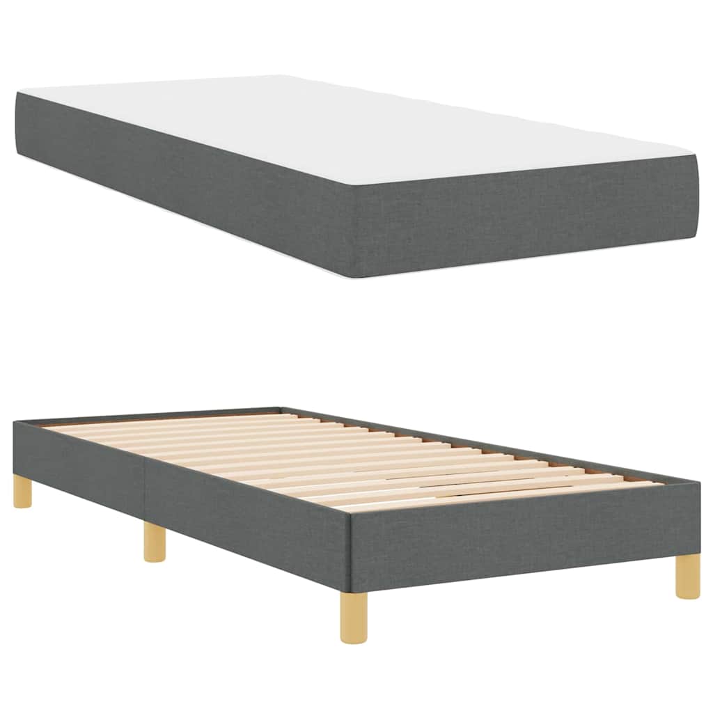 Letto a molle con materasso Grigio scuro 100 x 200 cm Tessuto | homemem39