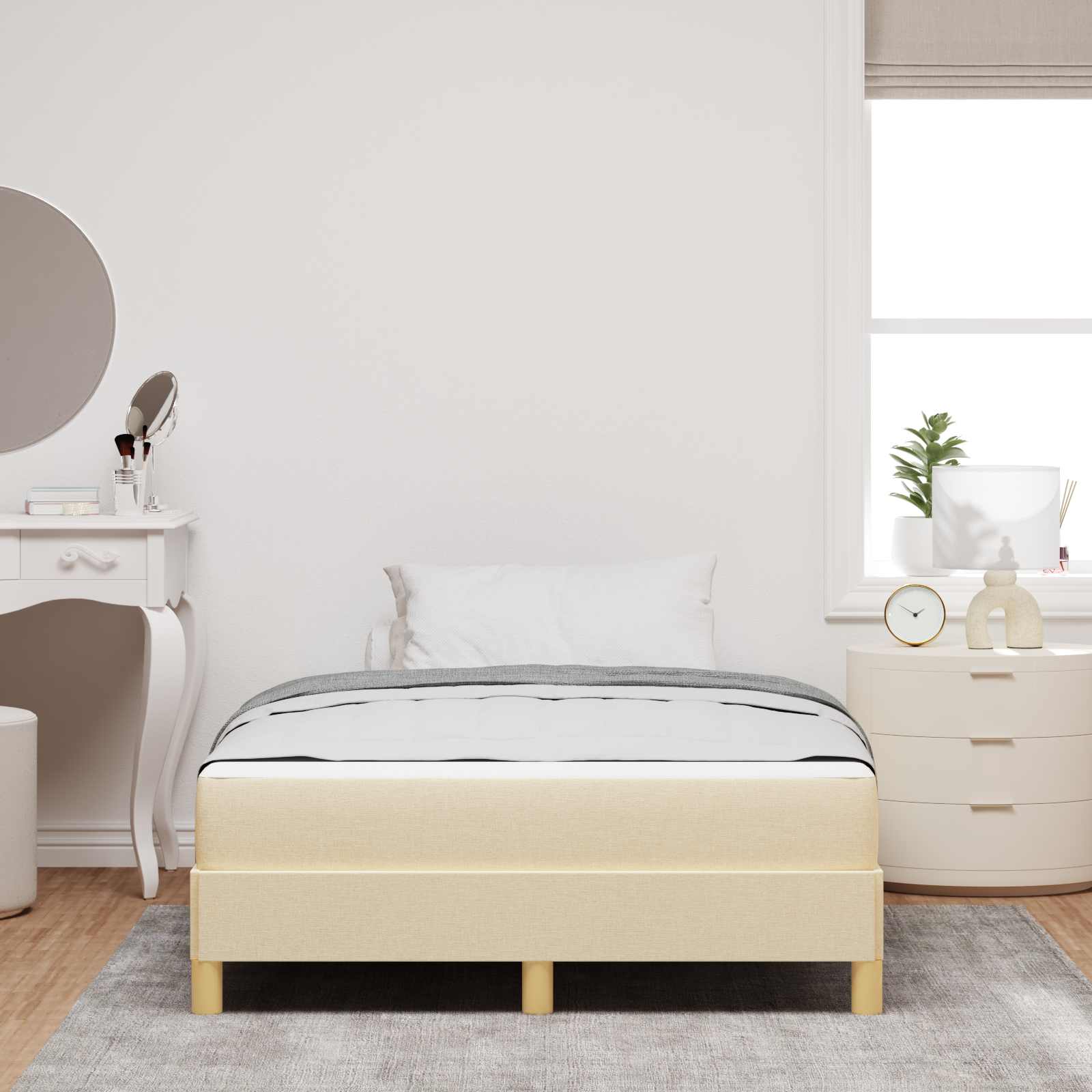 Letto a molle con materasso Crema 120 x 190 cm Tessuto | homemem39