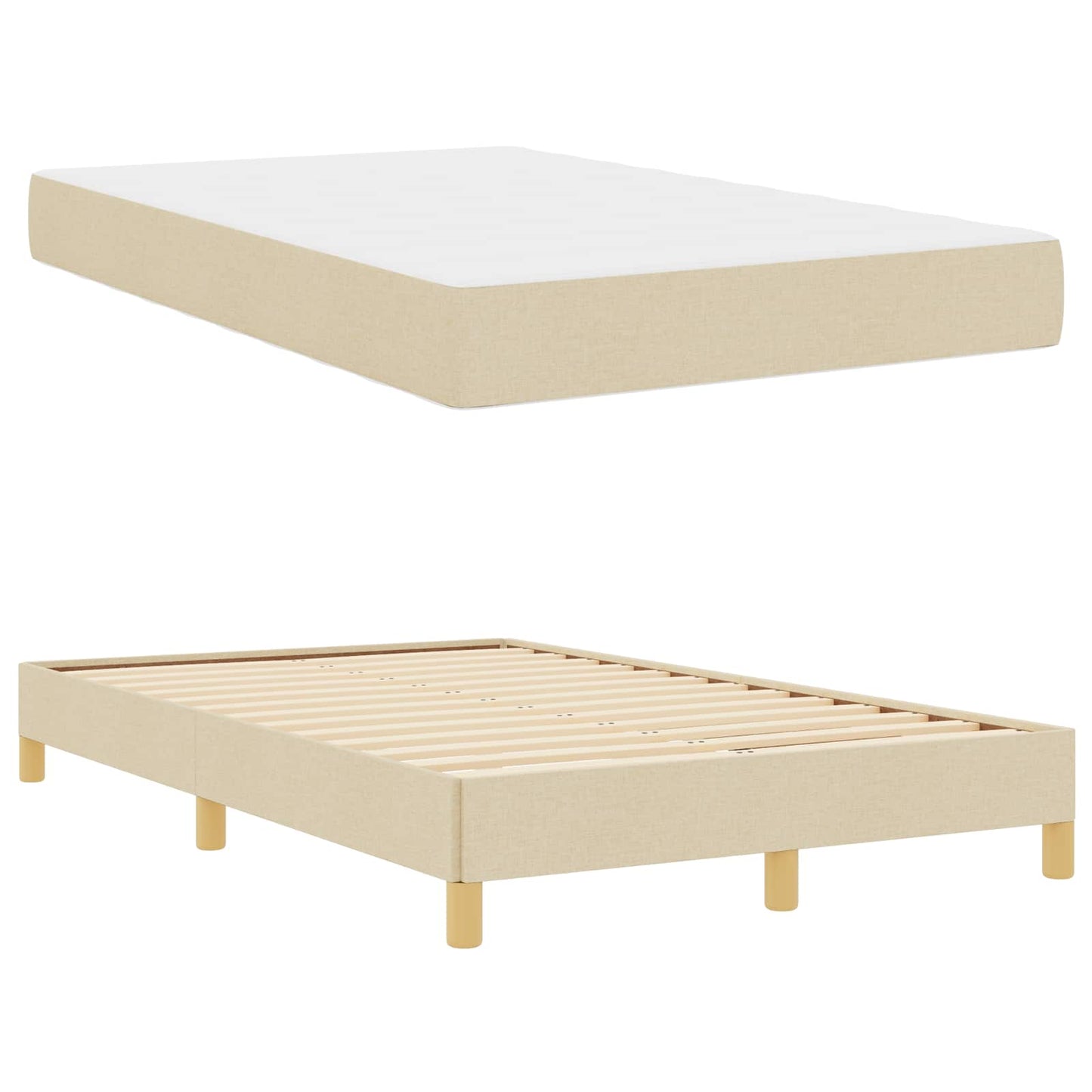 Letto a molle con materasso Crema 120 x 190 cm Tessuto | homemem39
