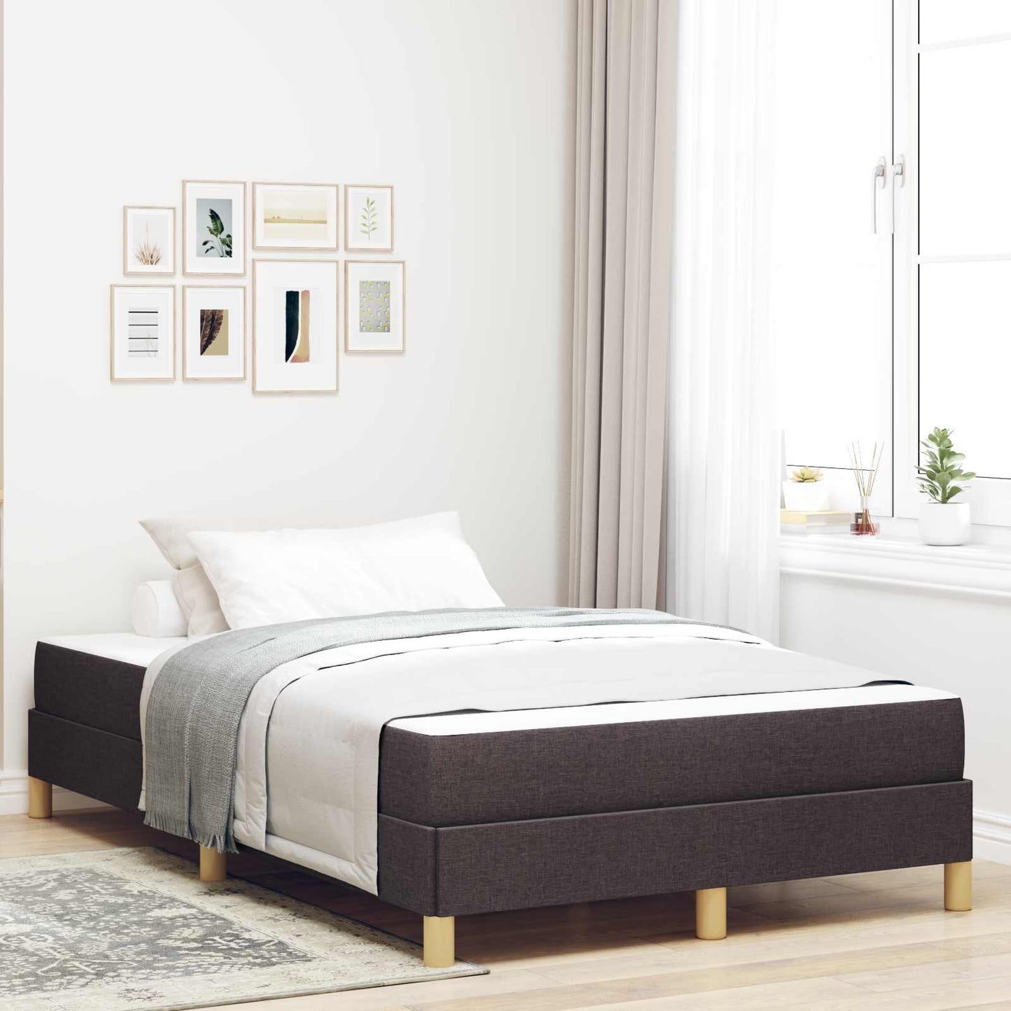 Letto a molle con materasso Marrone Scuro 120 x 200 cm Tessuto | homemem39