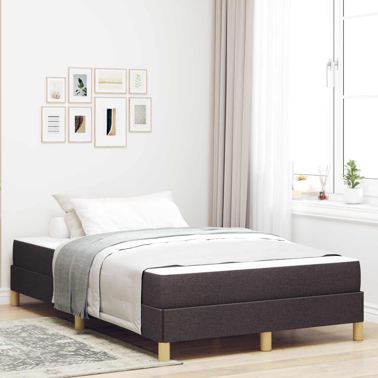 Letto a molle con materasso Marrone Scuro 120 x 200 cm Tessuto | homemem39