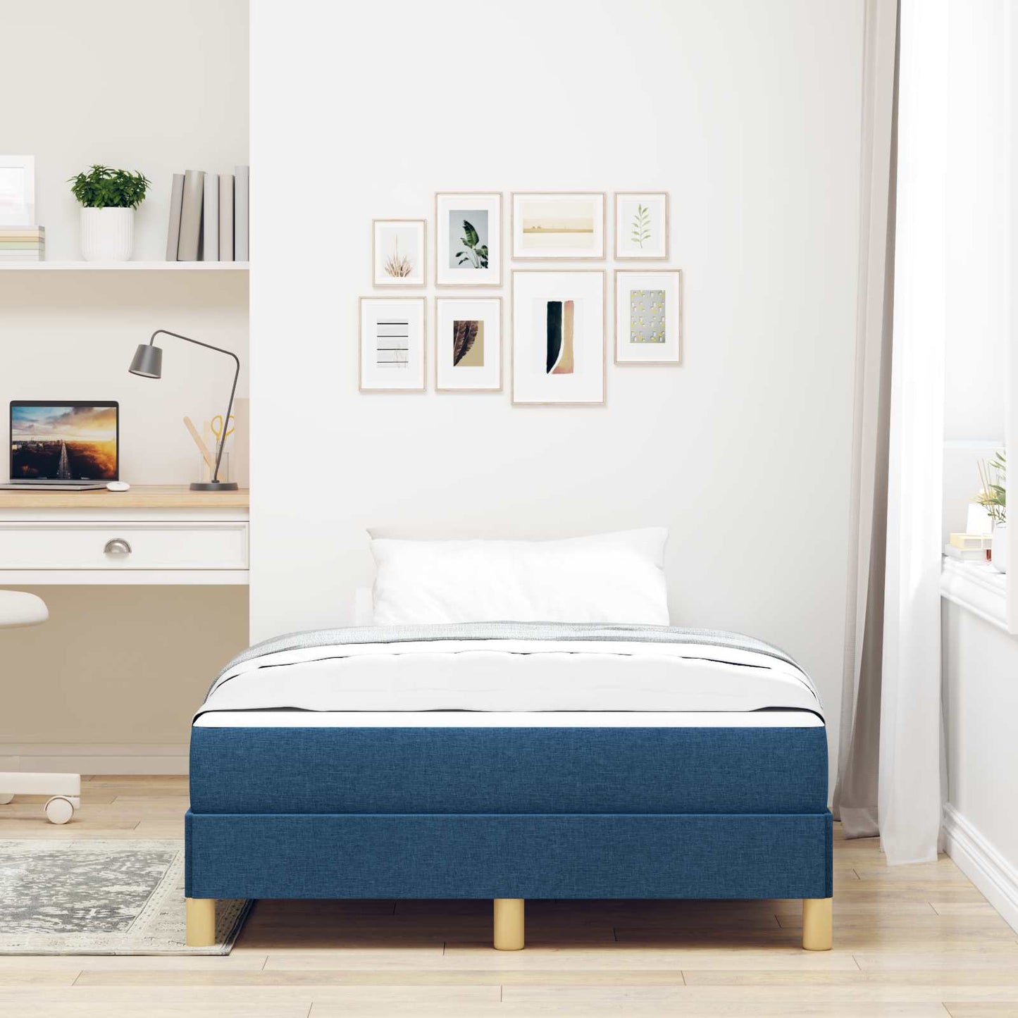 Letto a molle con materasso Blu 120 x 200 cm Tessuto | homemem39