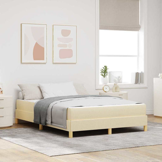 Letto a molle con materasso Crema 140 x 190 cm Tessuto | homemem39