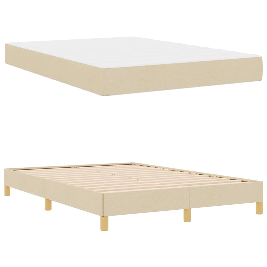 Letto a molle con materasso Crema 140 x 190 cm Tessuto | homemem39