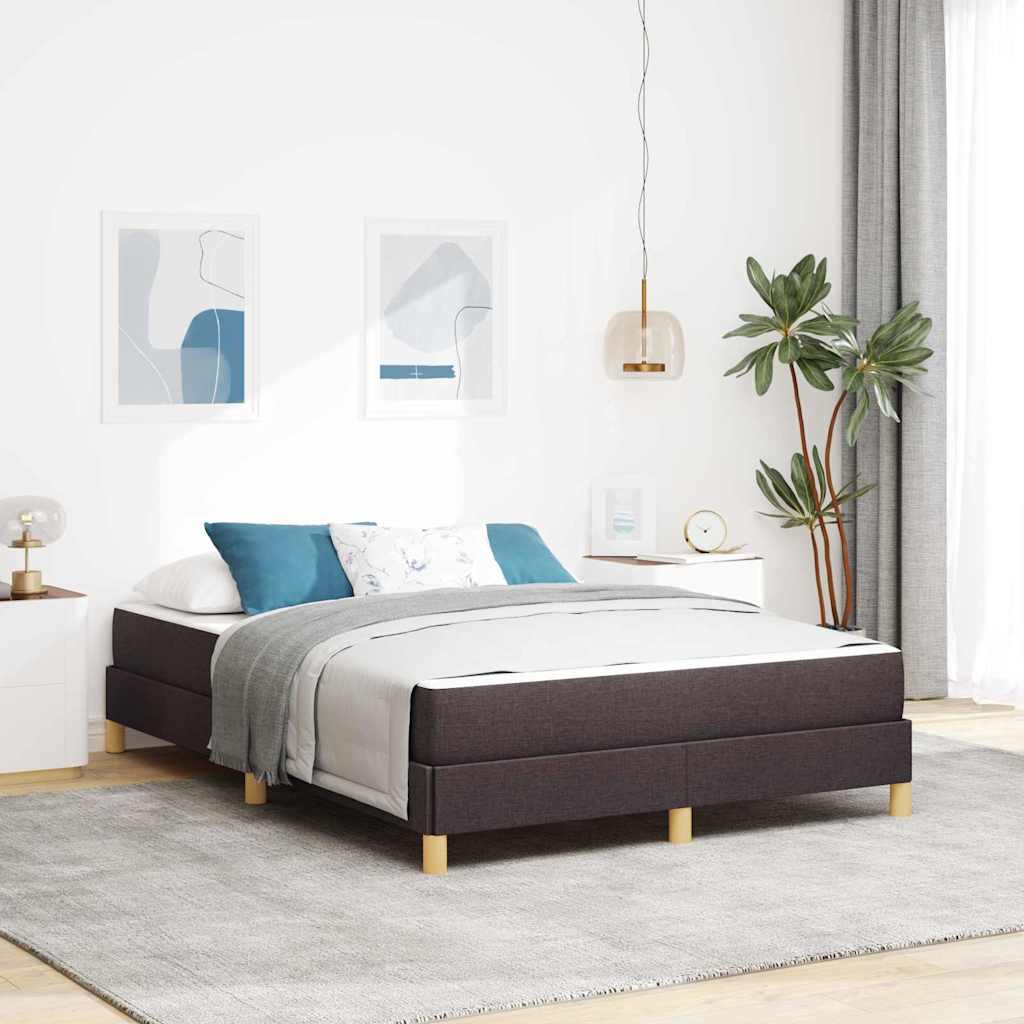 Letto a molle con materasso Marrone Scuro 140 x 200 cm Tessuto