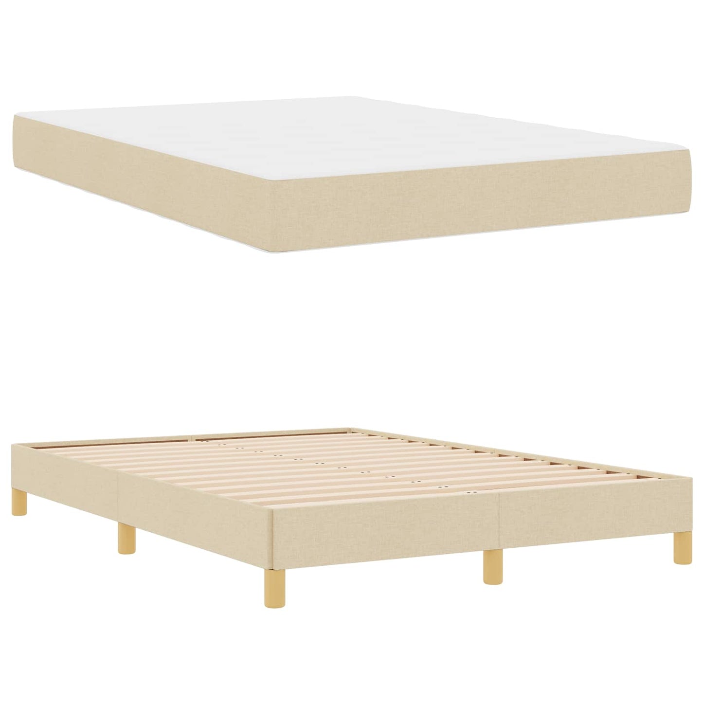 Letto a molle con materasso Crema 140 x 200 cm Tessuto | homemem39