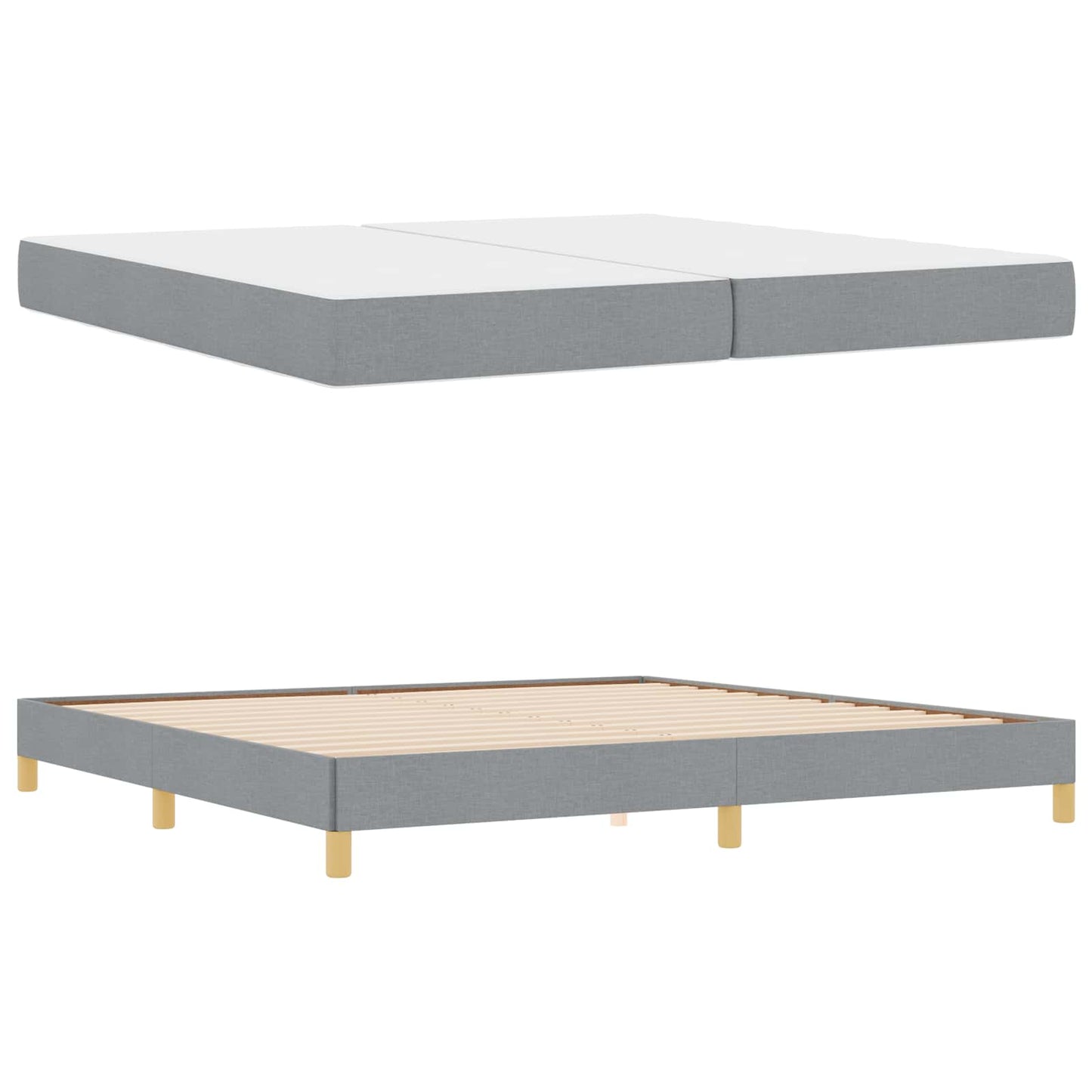 Letto a molle con materasso Grigio chiaro 200 x 200 cm Tessuto | homemem39