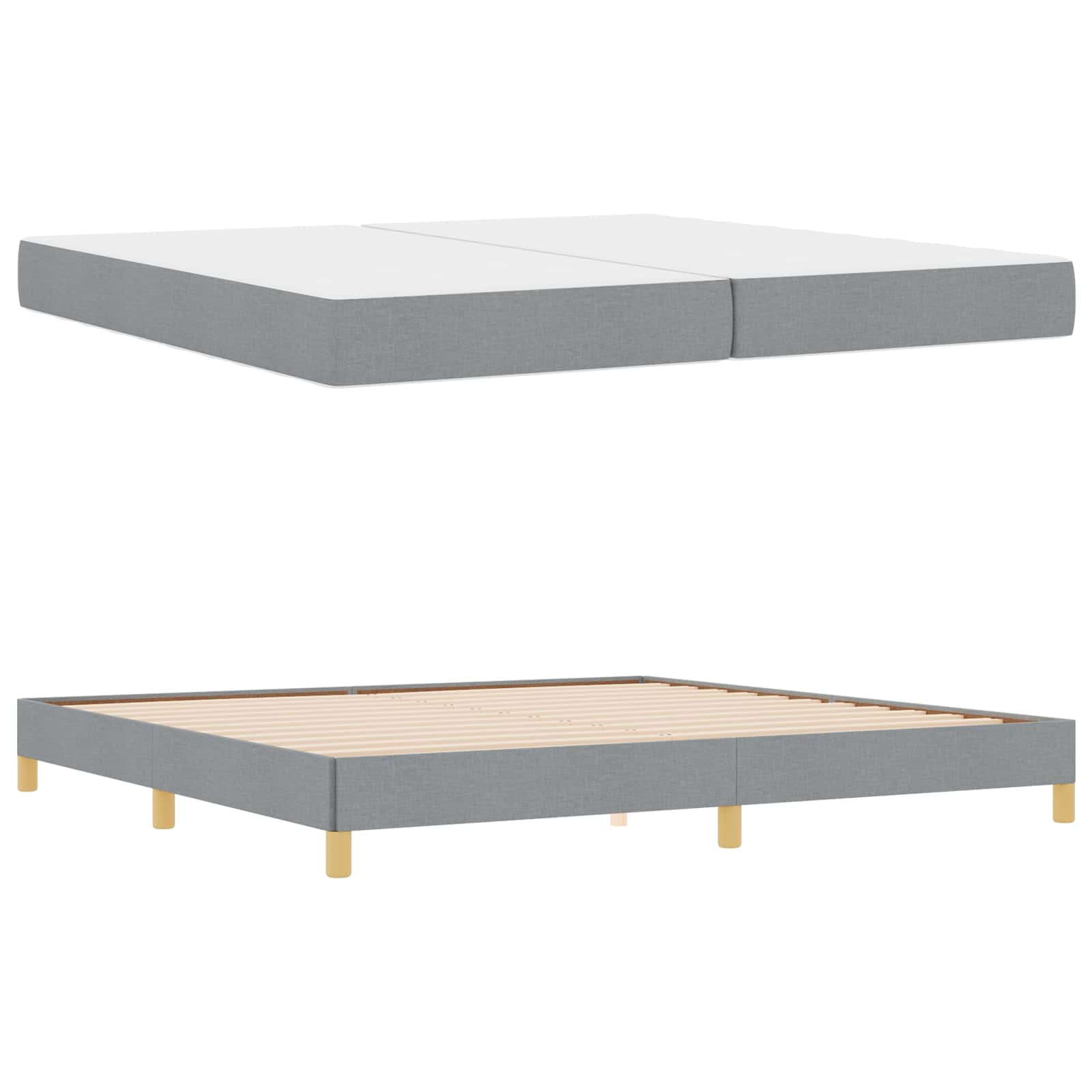 Letto a molle con materasso Grigio chiaro 200 x 200 cm Tessuto | homemem39
