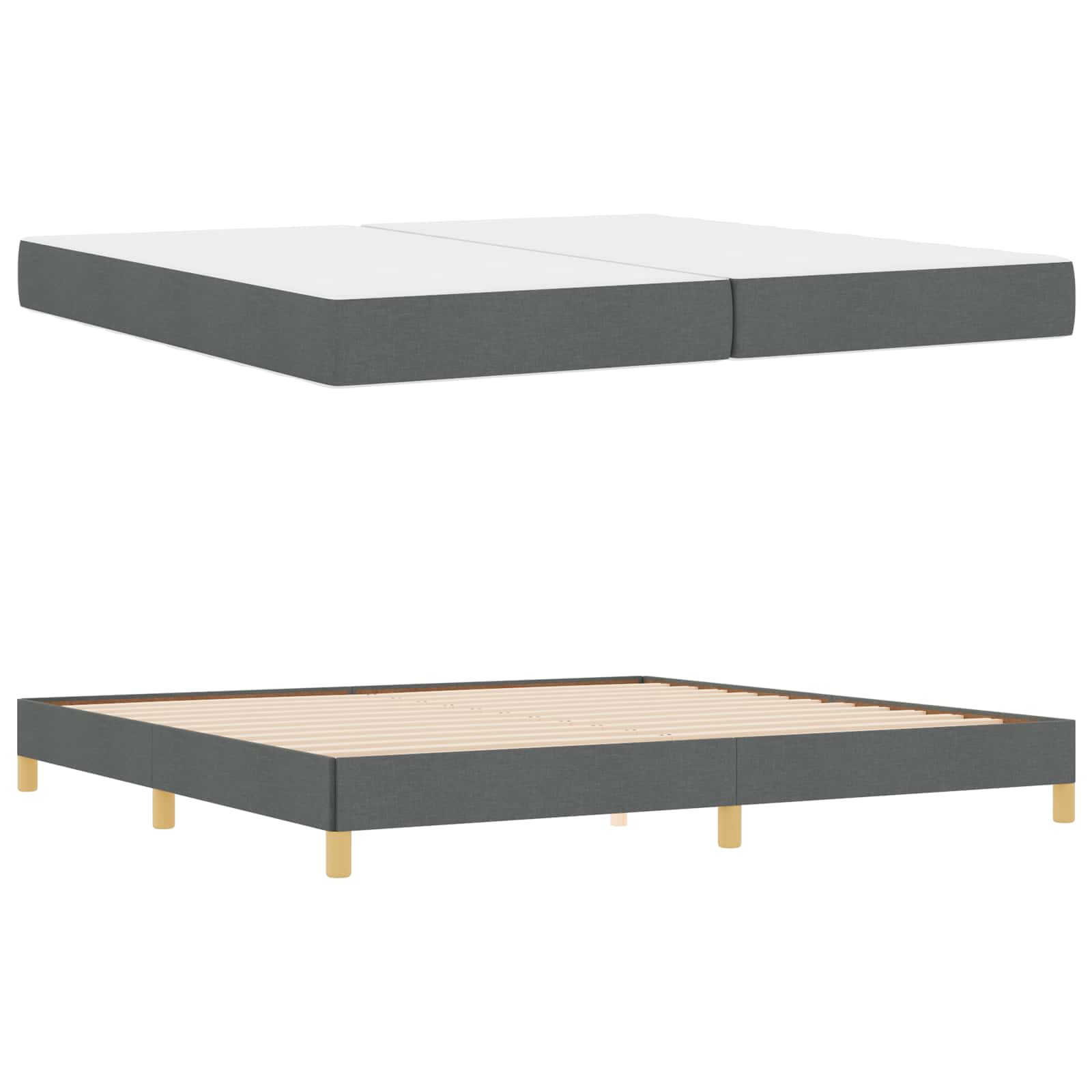 Letto a molle con materasso Grigio scuro 200 x 200 cm Tessuto | homemem39