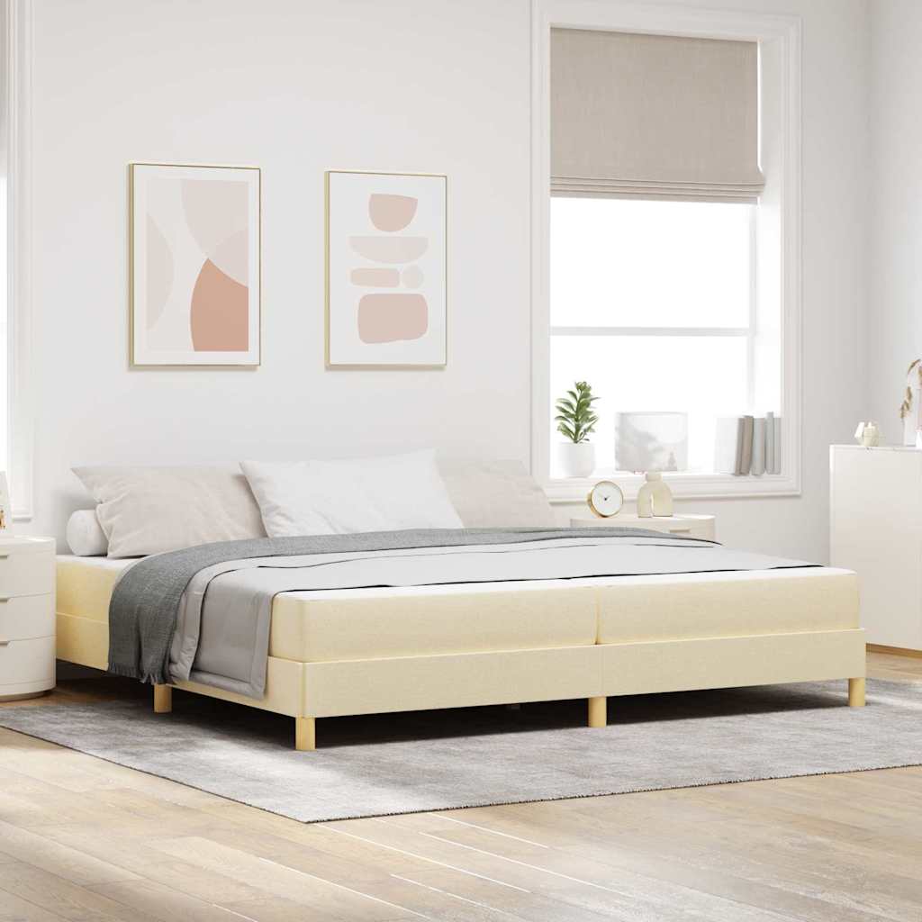 Letto a molle con materasso Crema 200 x 200 cm Tessuto | homemem39
