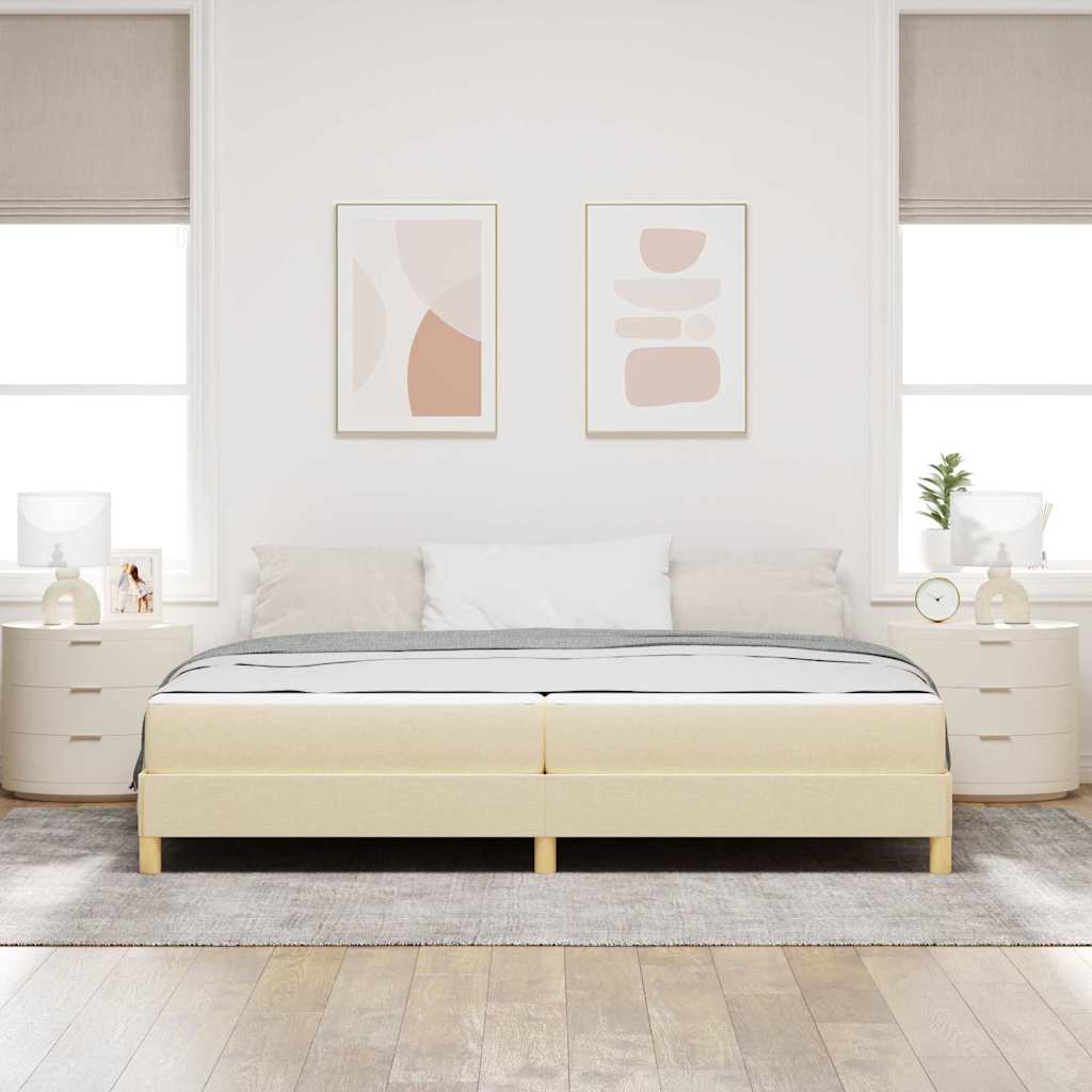 Letto a molle con materasso Crema 200 x 200 cm Tessuto | homemem39