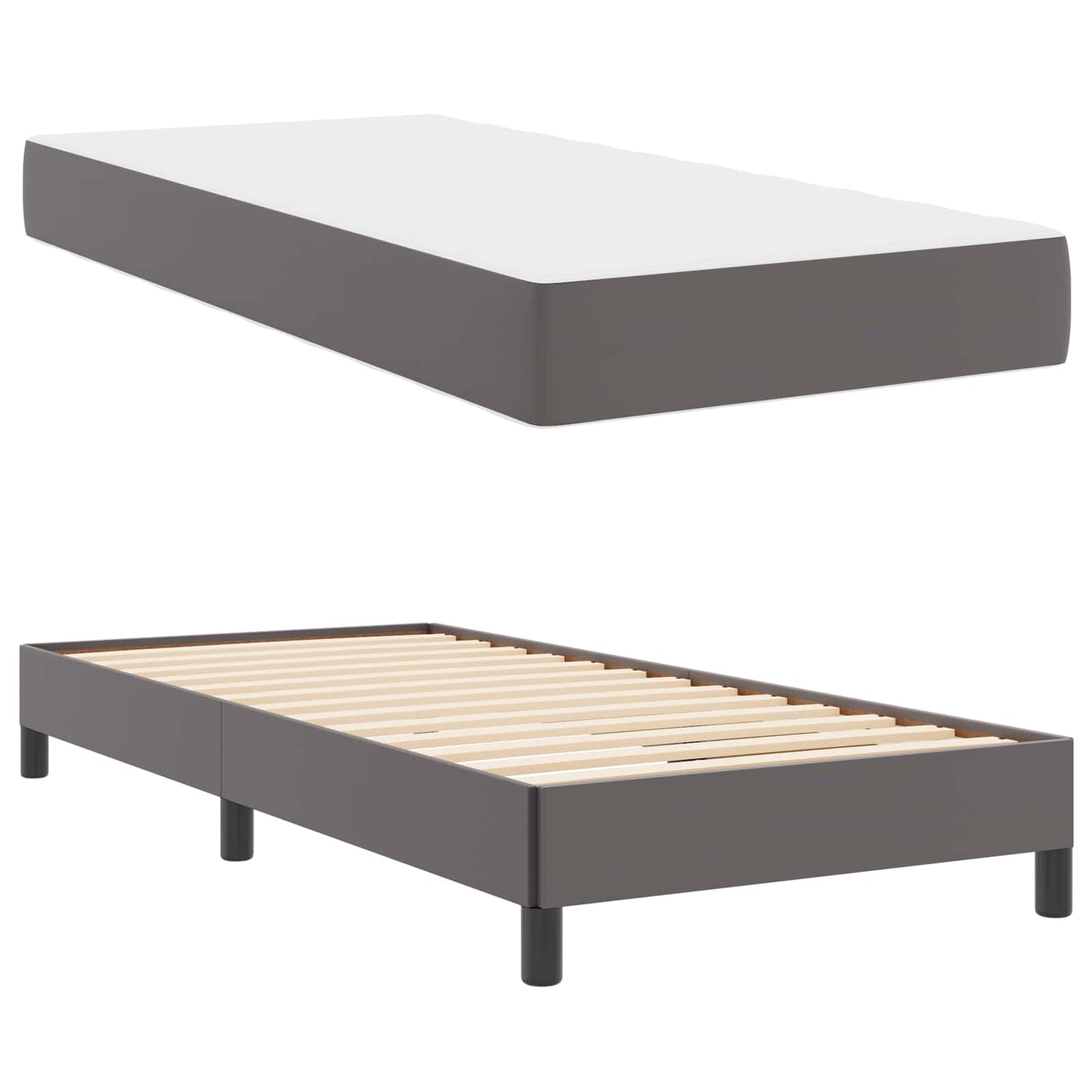 Struttura del letto con materasso Grigio 80 x 200 cm Tessuto | homemem39
