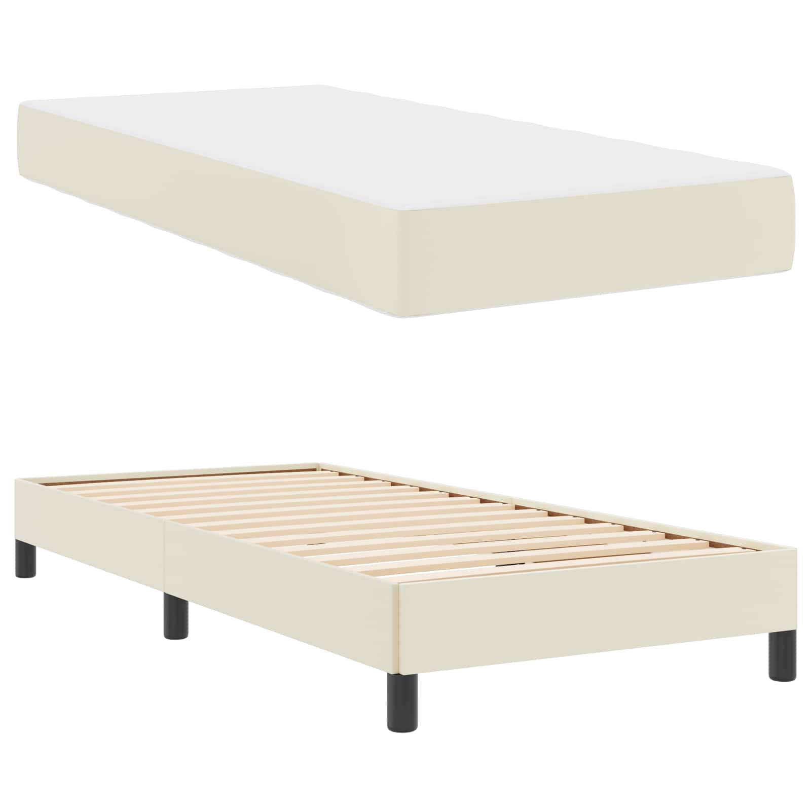 Struttura del letto con materasso Crema 90 x 190 cm Tessuto | homemem39
