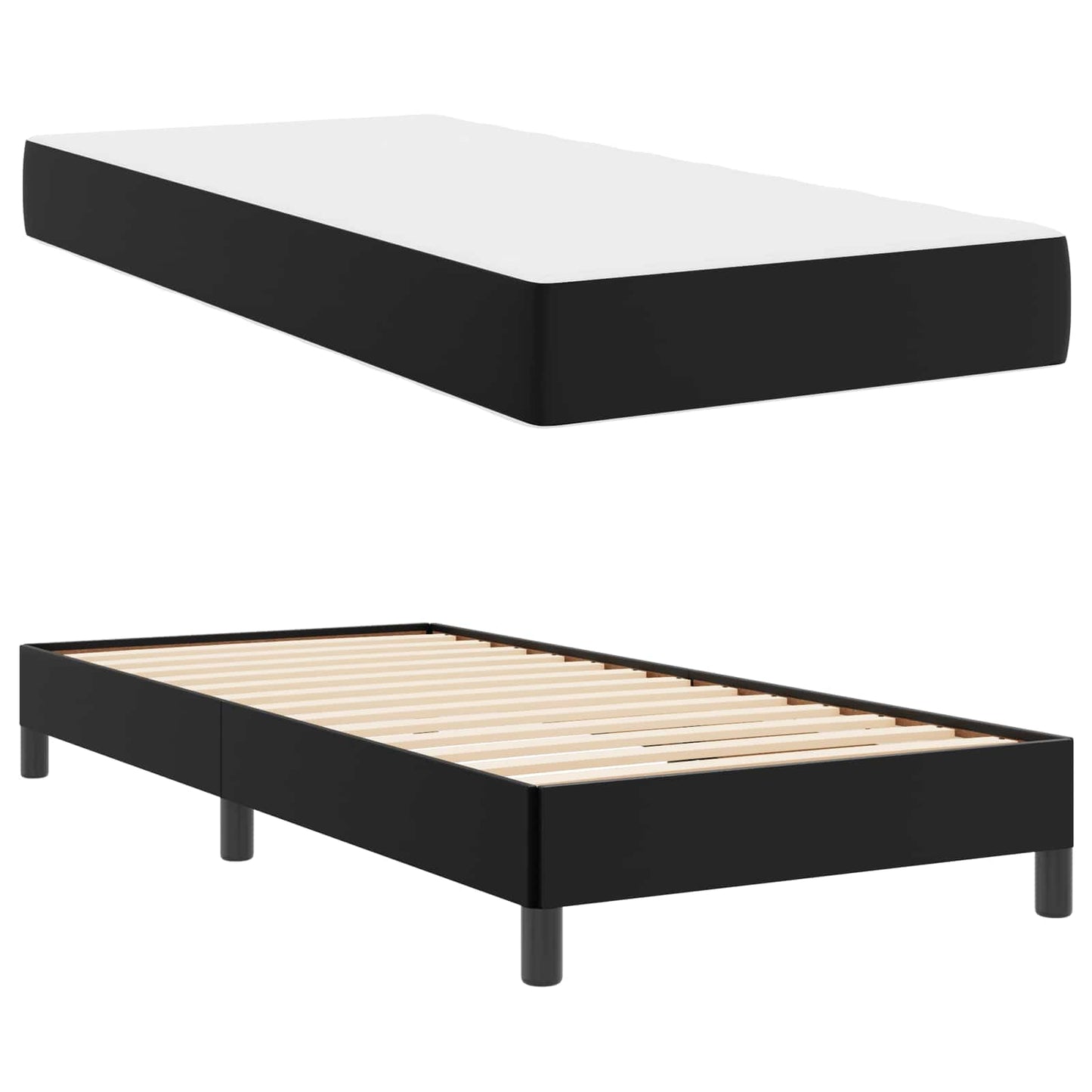 Struttura del letto con materasso Nero 90 x 200 cm Tessuto | homemem39