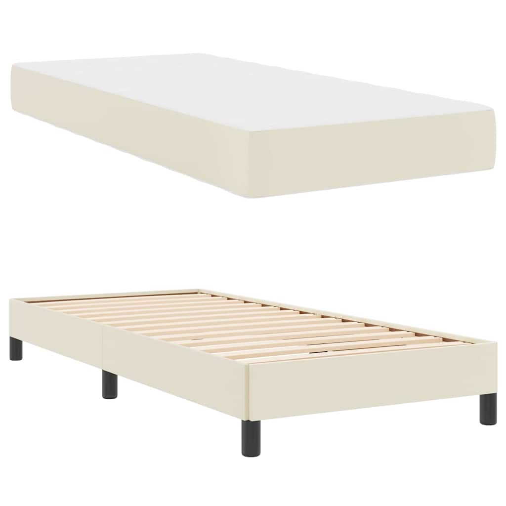 Struttura del letto con materasso Crema 90 x 200 cm Tessuto | homemem39