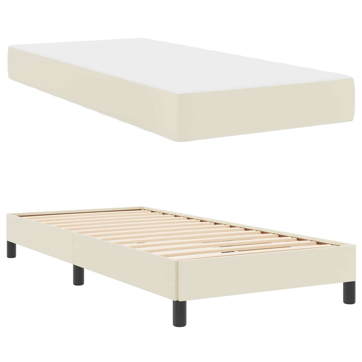 Struttura del letto con materasso Crema 90 x 200 cm Tessuto | homemem39