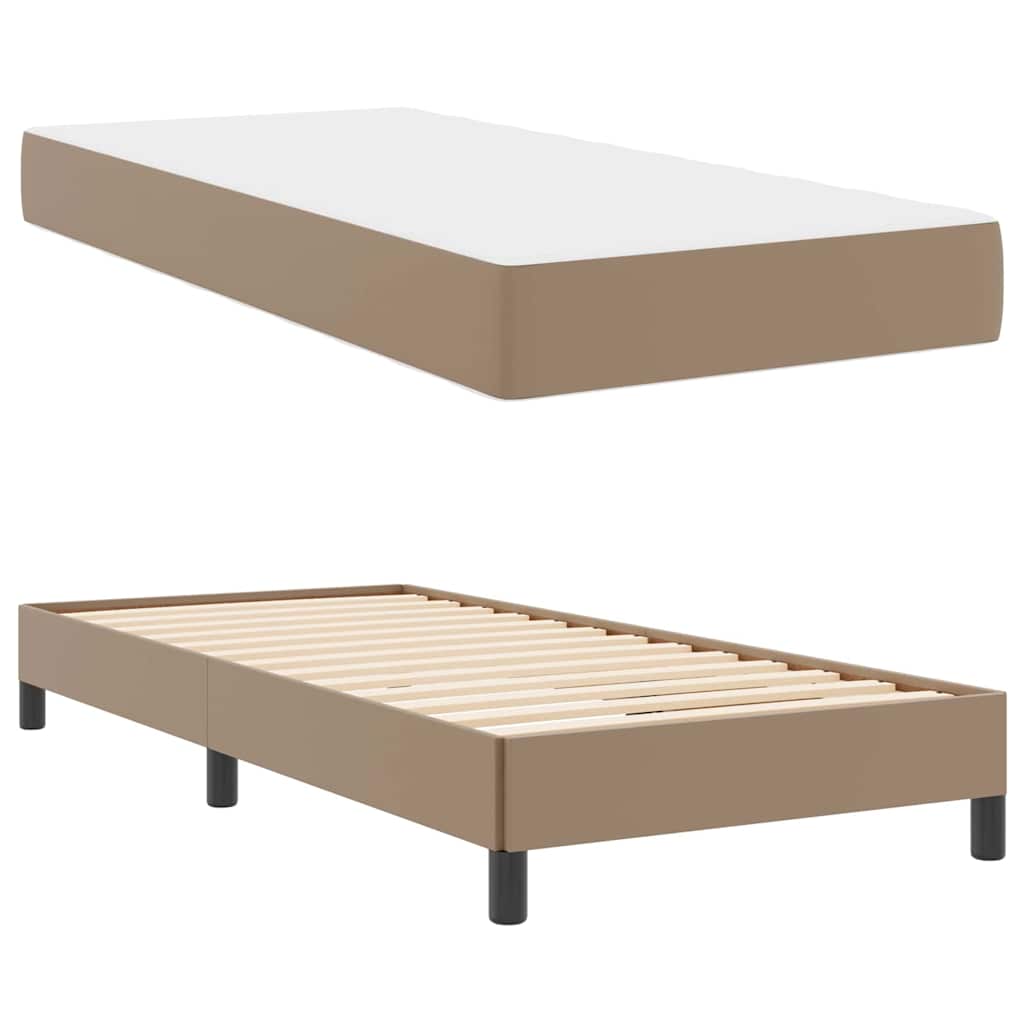 Letto con materasso Cappuccino 90 x 200 cm Pelle sintetica