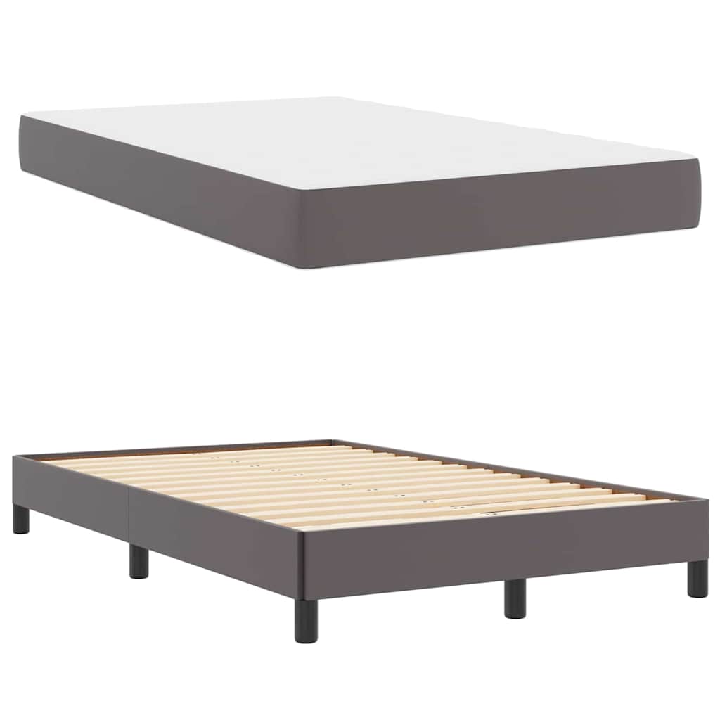 Letto con materasso Grigio 120 x 200 cm Pelle sintetica