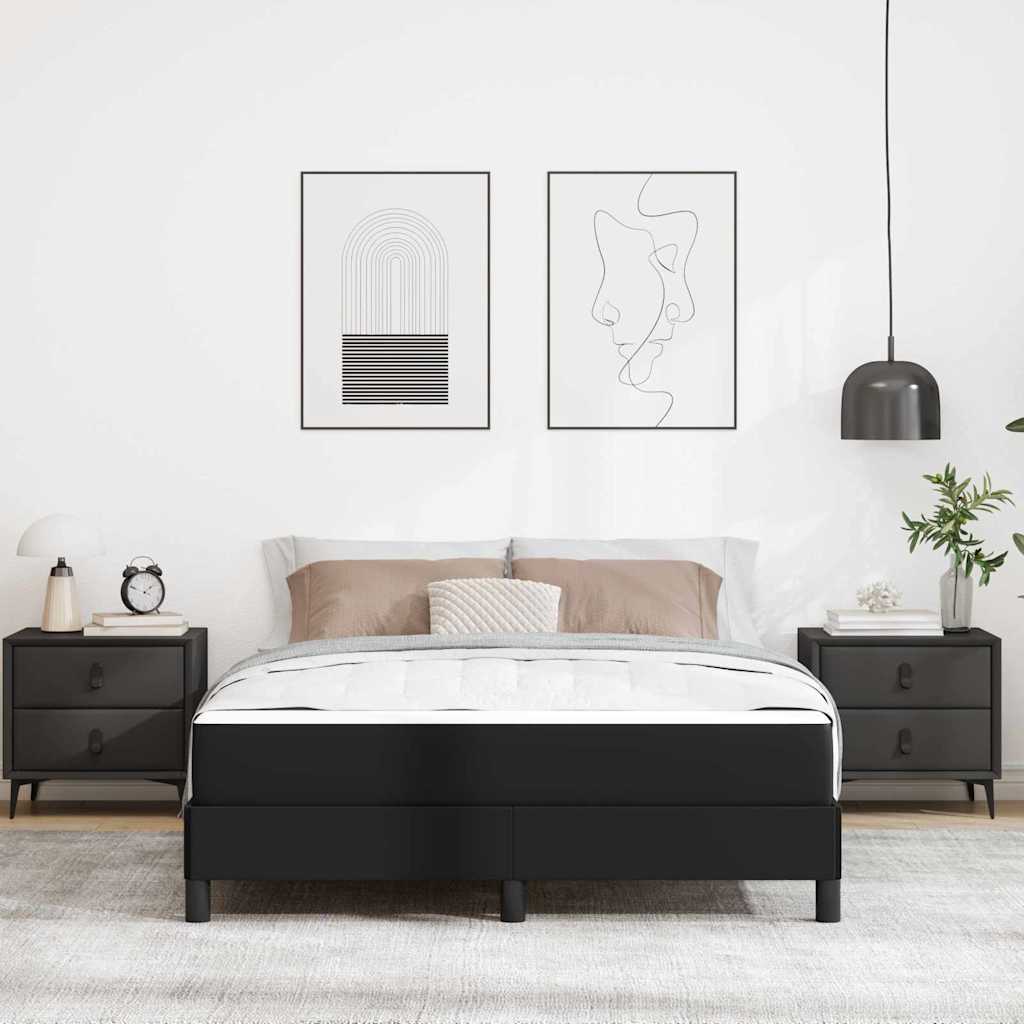 Struttura del letto con materasso Nero 140 x 190 cm Tessuto | homemem39