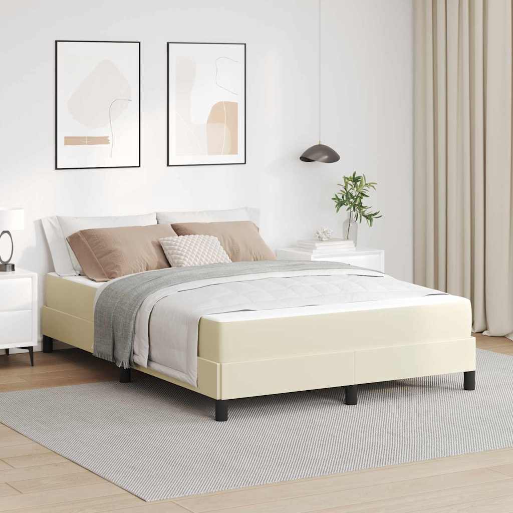 Letto con materasso Crema 140 x 190 cm Pelle sintetica