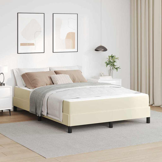 Letto con materasso Crema 140 x 190 cm Pelle sintetica