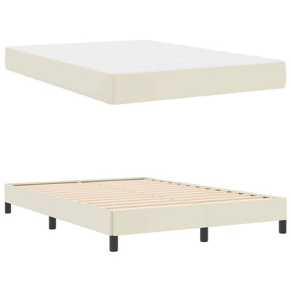 Letto con materasso Crema 140 x 190 cm Pelle sintetica