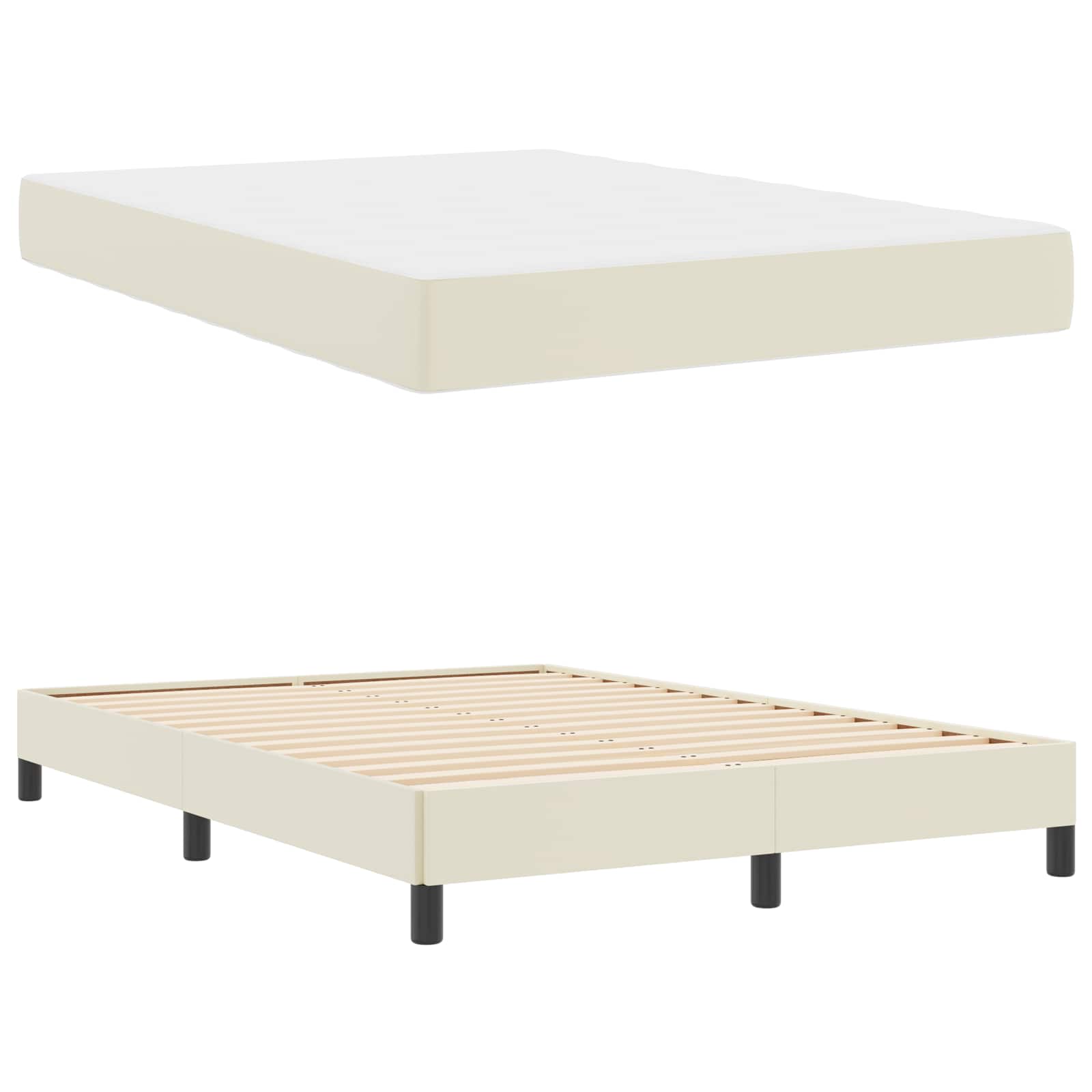 Struttura del letto con materasso Crema 140 x 190 cm Tessuto | homemem39