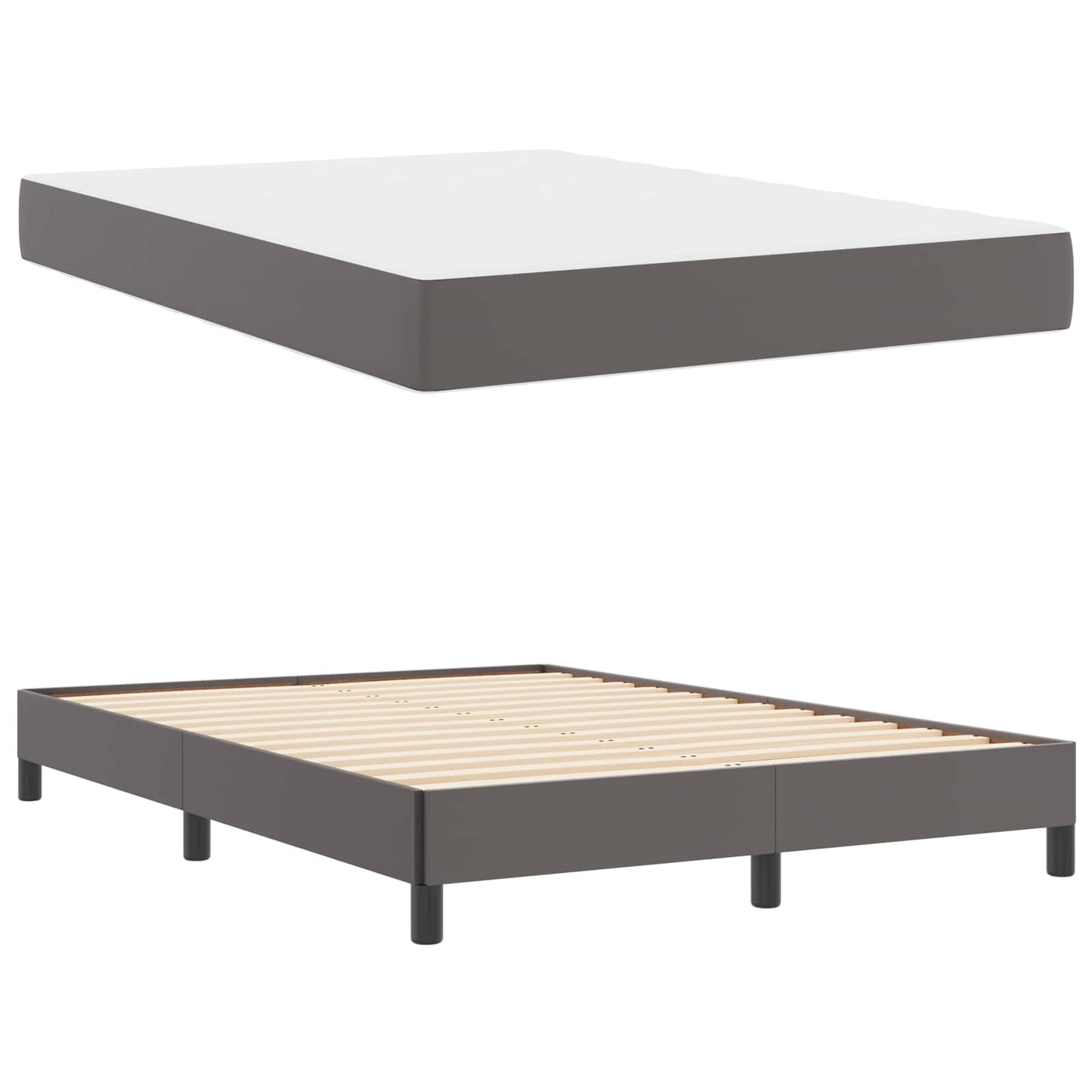 Struttura del letto con materasso Grigio 140 x 190 cm Tessuto | homemem39