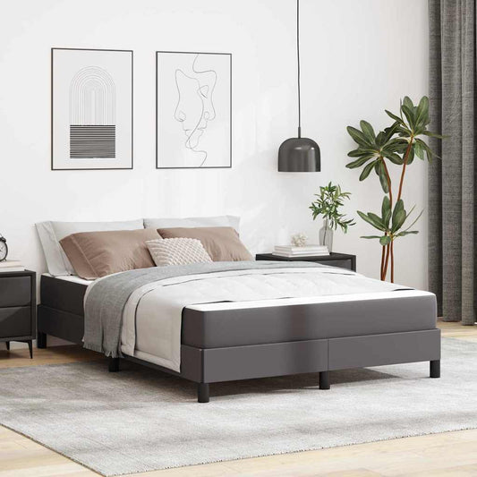 Letto con materasso Grigio 140 x 200 cm Pelle sintetica