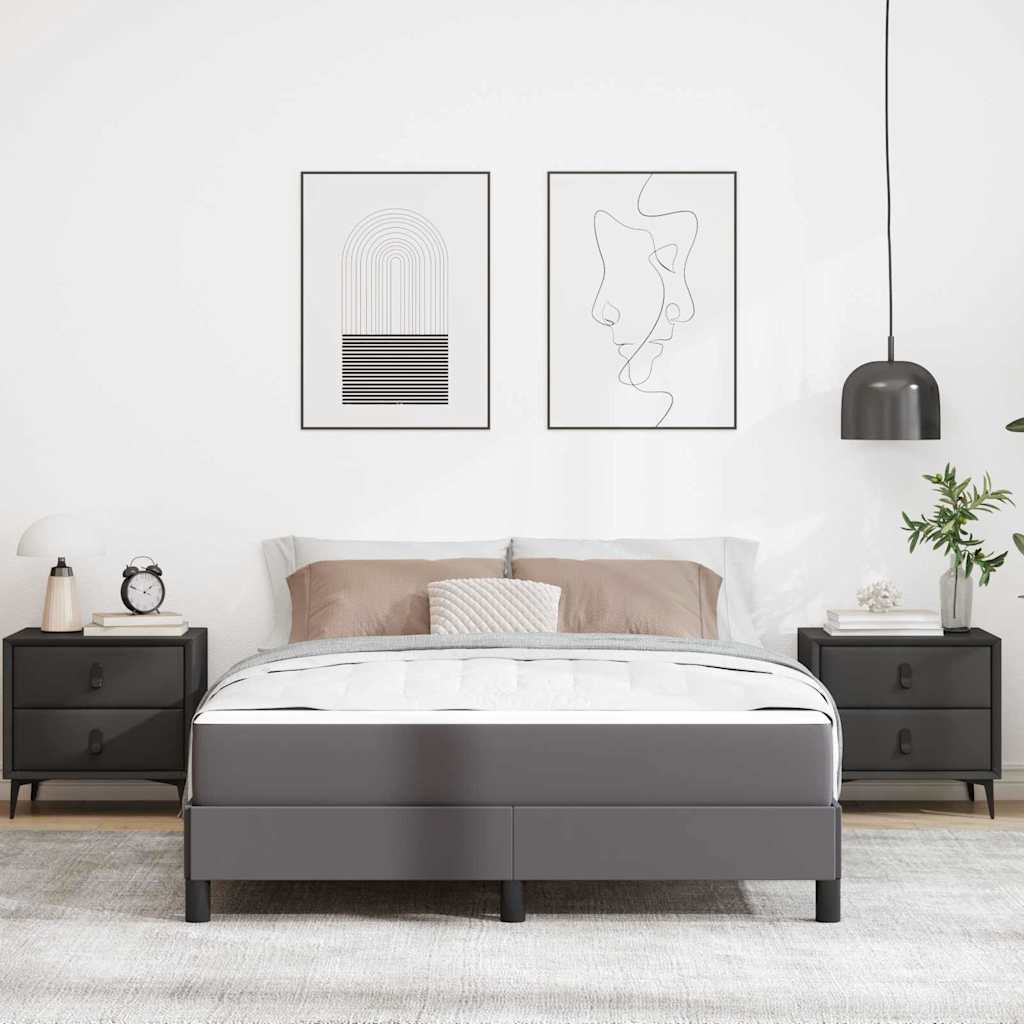 Letto con materasso Grigio 140 x 200 cm Pelle sintetica