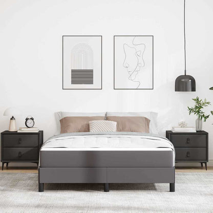 Letto con materasso Grigio 140 x 200 cm Pelle sintetica