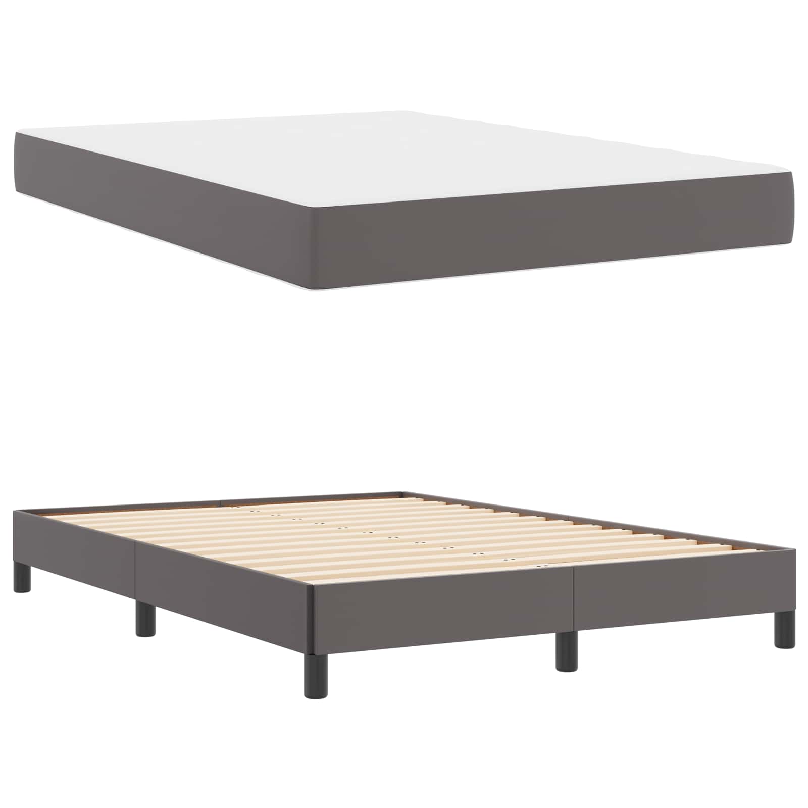 Struttura del letto con materasso Grigio 140 x 200 cm Tessuto | homemem39