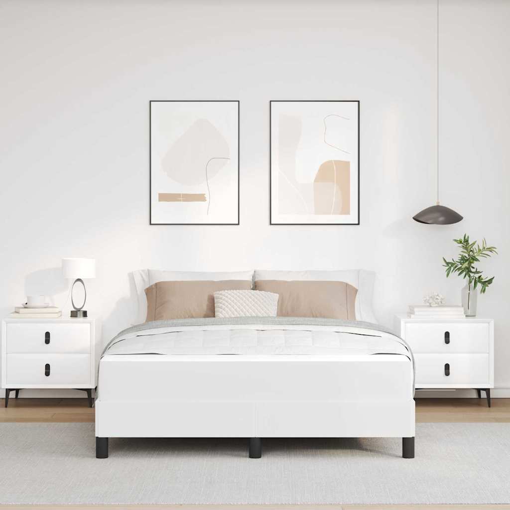 Letto con materasso Bianco Puro 160 x 200 cm Pelle sintetica
