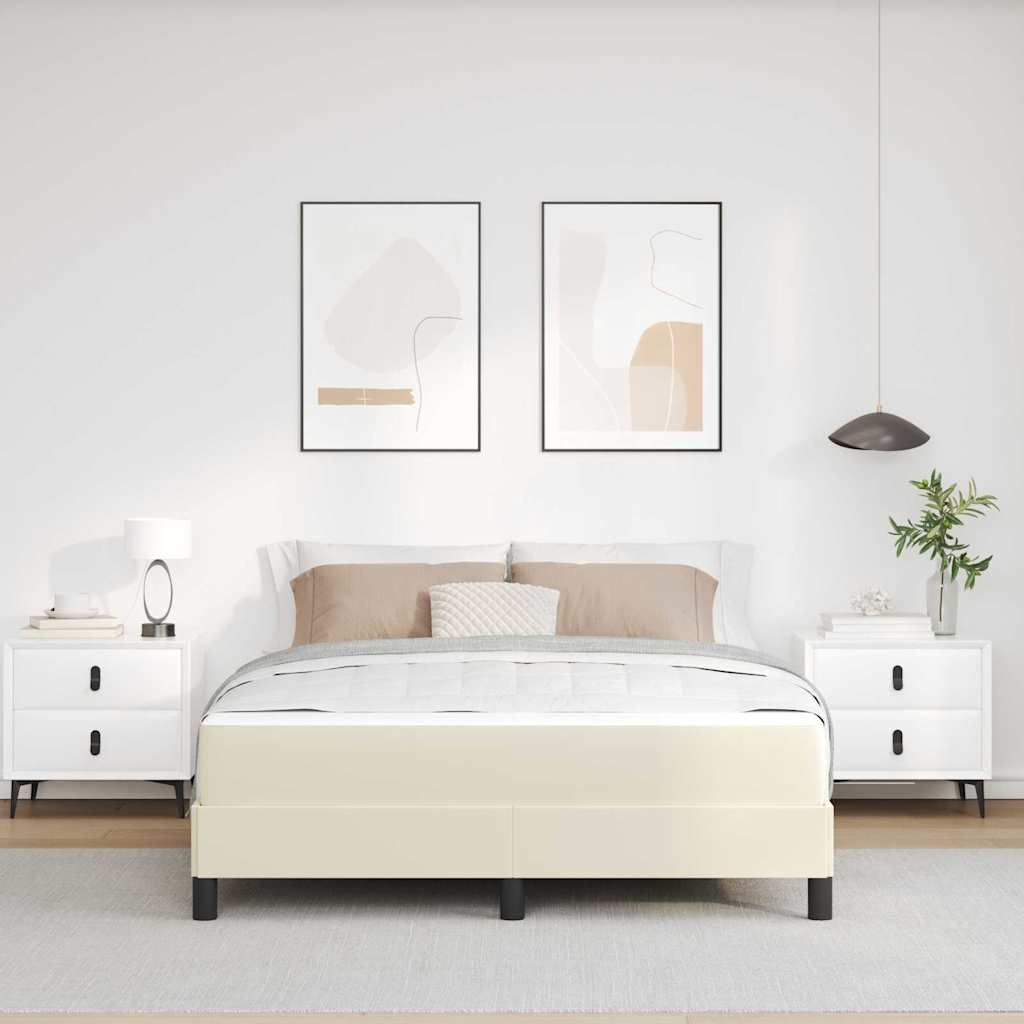 Struttura del letto con materasso Crema 160 x 200 cm Tessuto | homemem39